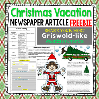 Preview of FREE Christmas Vacation Newspaper Article Writing