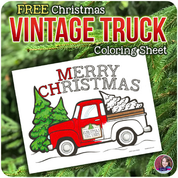 Preview of FREE Christmas Vintage Truck Coloring Sheet