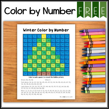 Preview of FREE Christmas/Winter Hidden Picture - Color by Number