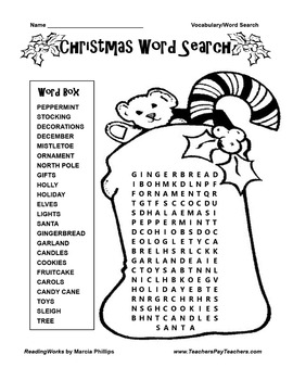 FREE ~ ~ CHRISTMAS WORD SEARCH by ReadingWorks by Marcia Phillips