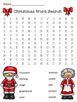 Preview of FREE:  Christmas Word Search