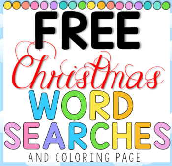 Preview of FREE Christmas Word Searches and Coloring Page
