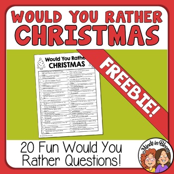 Preview of Christmas Would You Rather Questions to Print FREEBIE! Fun Holiday Activity!