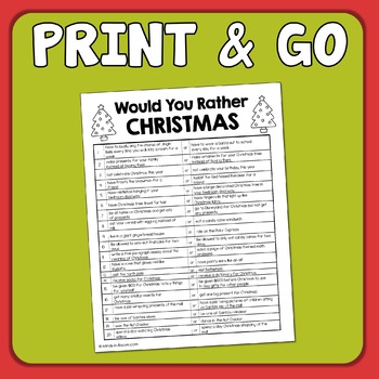 Christmas Would You Rather? - Free Printable! - Kids Activity Zone
