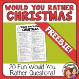 Christmas Would You Rather Questions to Print FREEBIE! Fun