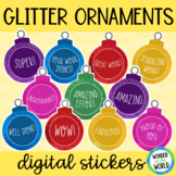 FREE Christmas glitter ornaments baubles digital reward stickers