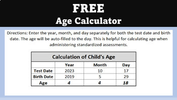Preview of FREE Chronological Age Calculator