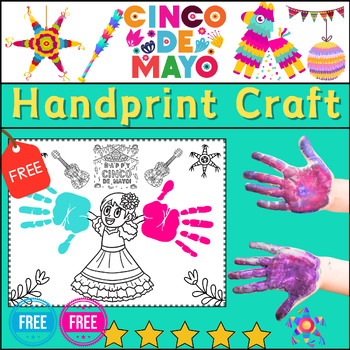 Preview of FREE Cinco de Mayo Craft - FREEBIE Handprint Art Keepsake ⭐ B/W ⭐FREEBIE⭐