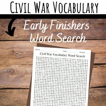 Preview of FREE Civil War Word Search ~ Early Finishers Activity
