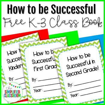 Preview of FREE Class Book How to be Successful in Kindergarten First Grade Second Grade