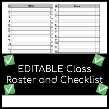 Preview of FREE Class Roster and Checklist: Completely Editable!