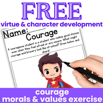 Preview of FREE Classroom Behavior Management Values Morals & Virtue Activity for K 1st 2nd