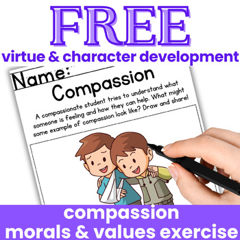 Preview of FREE Classroom Behavior Management Values Morals & Virtue Activity for K 1st 2nd