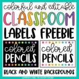 FREE Classroom Decor Labels Editable Colorful and Black and White