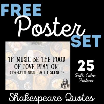Preview of FREE Classroom Poster Set- Shakespeare Quotes- Middle and High School