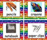 FREE Labels - Classroom Supplies SAMPLE in Rainbow Glitter