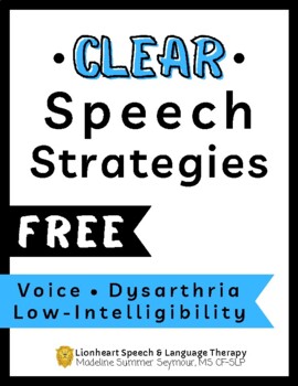 Preview of FREE Clear Speech Strategies - Voice, Dysarthria, Low Intelligibility, Caregiver