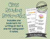 FREE Close Reading Bookmarks - Annotating Text & Post-it N