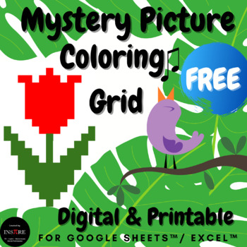 Preview of FREE Coding Mother's Day Mystery Picture Coloring Grid Page Printable & Digital