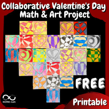 Preview of FREE Collaborative Valentine's Day Math and Art Project: Op Art Hearts Drawing