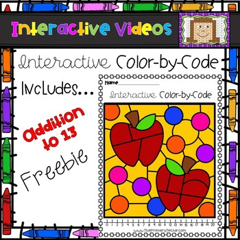 Preview of FREE Color Code Interactive Video - Apple Addition Facts to 13