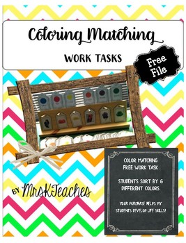 Preview of FREE **Color Matching Work Task **Task Boxes** FREE