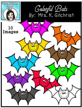Preview of (FREE) Colorful Bats Clip Art Set