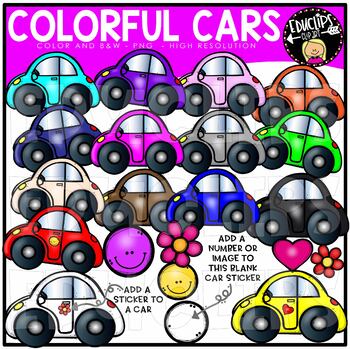 Preview of FREE ~ Colorful Cars Clip Art Bundle {Educlips Clipart}