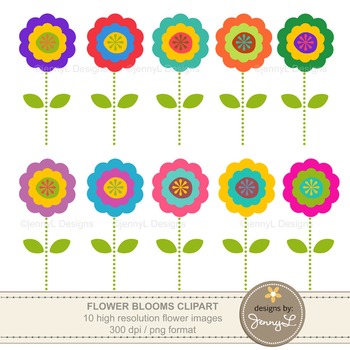 Free Colorful Flower Cliparts By Jennyl Designs Tpt