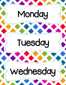 Days Of The Week Cards - Colorful Rainbow Theme - Great for Calendar Time