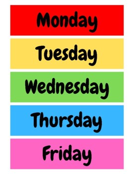 FREE Colorful days of the week (mon-fri) by My Teacher Shares | TPT