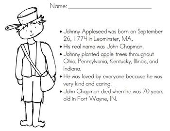 Preview of FREE Coloring Page for Johnny Appleseed