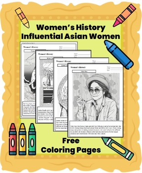 Preview of FREE - Coloring pages; Women's History; Asian Women Leaders