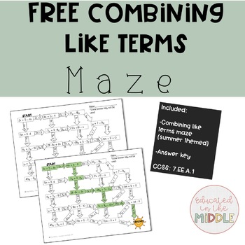 Preview of FREE Combining Like Terms Maze