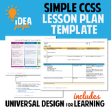 FREE Common Core CCSS Lesson Plan Template w/ Universal Design for Learning tips