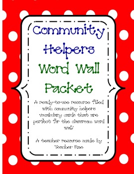Preview of FREE Community Helpers Word Wall Packet