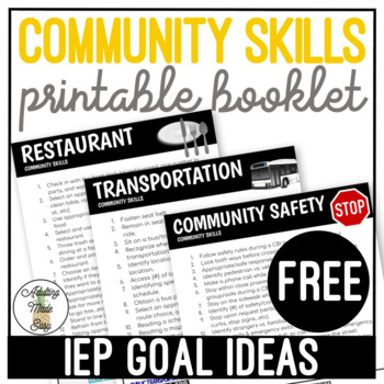 Preview of FREE Community Skills IEP Goal Ideas Booklet