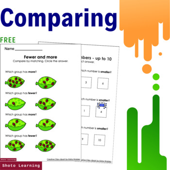 free comparing fewer more same 10 first grade count math kindergarten