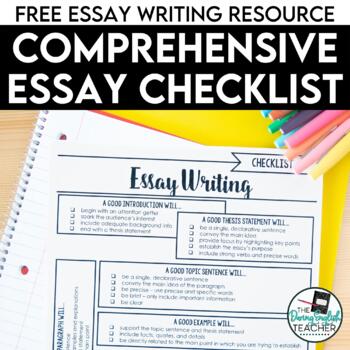 Preview of Essay Writing: Free Comprehensive Essay Checklist