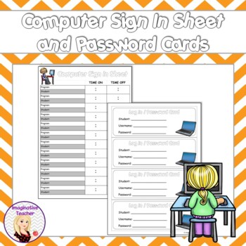 Preview of FREE Computer Sign in Sheet with Log On Cards