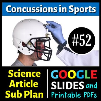 Preview of Science Article #52 - Concussions in Sports - Sub Plan (Google Slides & PDFs)