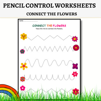 Preview of FREE- Connect The Flowers,Pencil Control Worksheets,Spring Activities