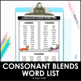 FREE Consonant Blends Word List