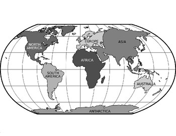 world outline map with continents and oceans