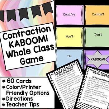 Preview of FREE Contraction KABOOM Whole Class Game