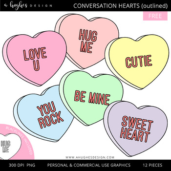 FREE Conversation Hearts Love you Clipart