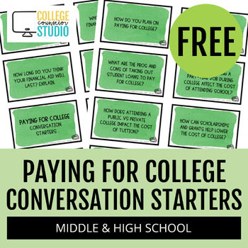 Preview of FREE Conversation Starters for Financial Literacy | Paying for College
