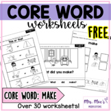 FREE Core Vocabulary Word Worksheets for AAC- Make