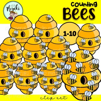 Preview of Counting Bees  Free Clip Art. Contando abejas.