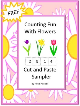 Preview of FREE Counting Fun With Flowers Cut and Paste Worksheets Sampler
